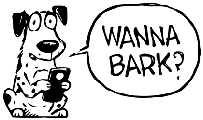 Illustration of a dog at a press conference